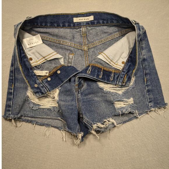 Pacsun‎ Shorts Women's 25 waist Blue Jean Denim Ultra High Rise Vintage - Picture 10 of 12